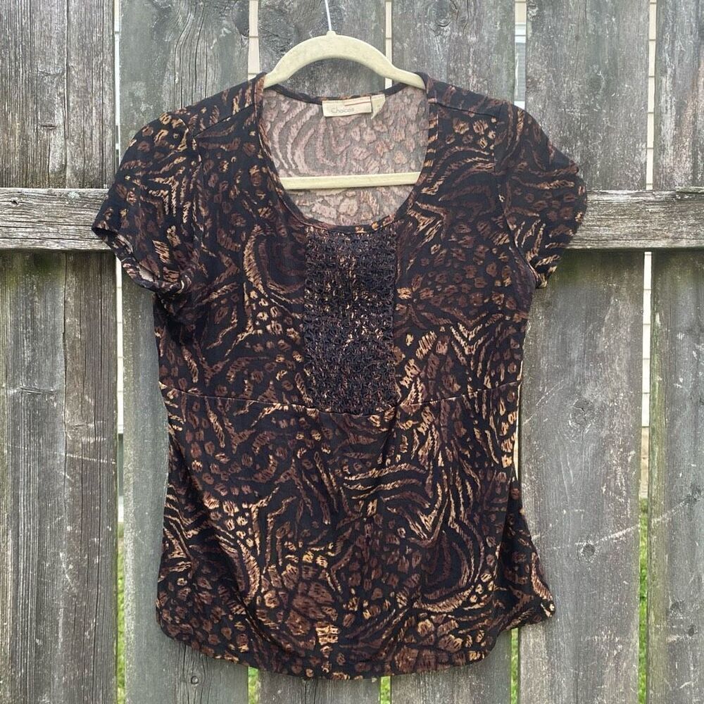Choices‎ Y2K Animal Print Dressy Shirt | S